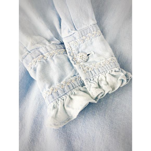 90s Womens Ralph Lauren Polo Country Denim Pleaded Button Up Shirt Western SZ 10 - Picture 8 of 14